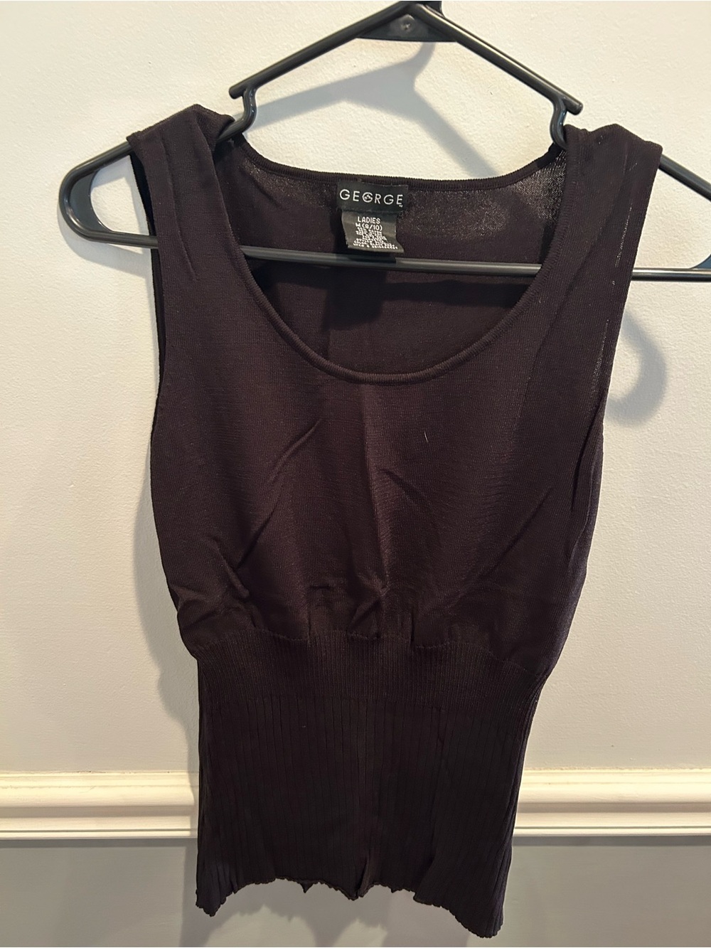 George Black Ribbed Bandeau Tank Top